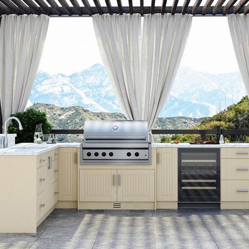 Gabinetes de cocina modular exteriores de acero inoxidable a medida, impermeables y ensamblables
