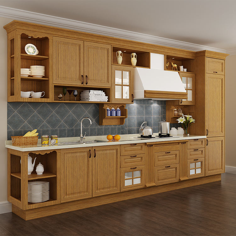 Gabinete de cocina exterior personalizado barato, gabinete de madera maciza, diseño de armarios de cocina de lujo, hecho modular, gabinete de exhibición de isla de acero inoxidable y aluminio estilo shaker