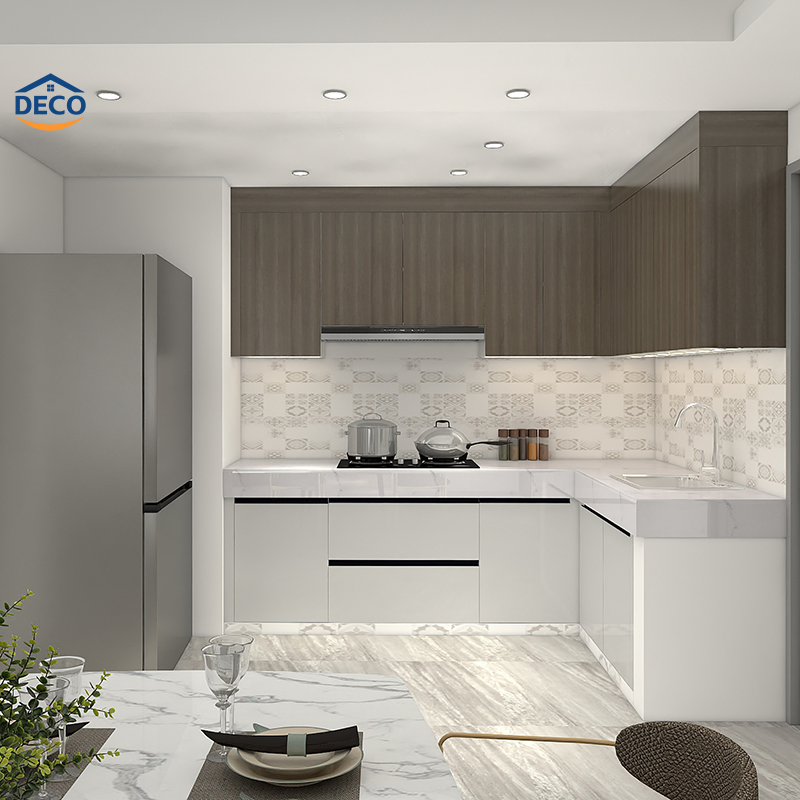 Conjunto de Gabinetes de Cocina Modular de Acero Inoxidable para Exterior, Gabinete de Cocina de Madera Sólida de Lujo con Isla