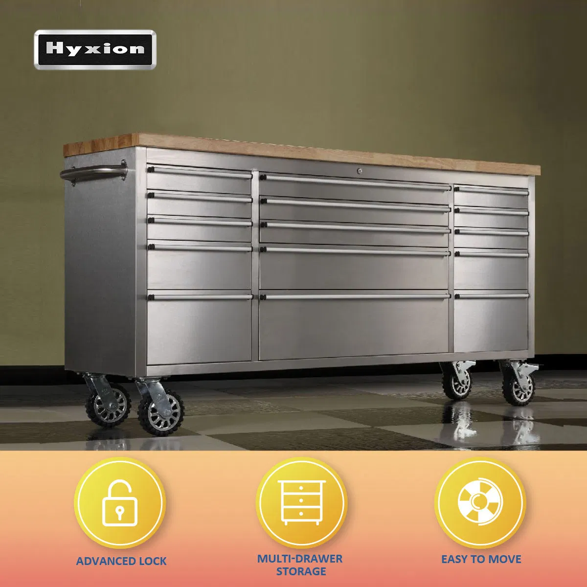 Carro de herramientas alto de acero inoxidable Hyxion nuevo estilo Garage1ooomm bancos de trabajo armarios de herramientas