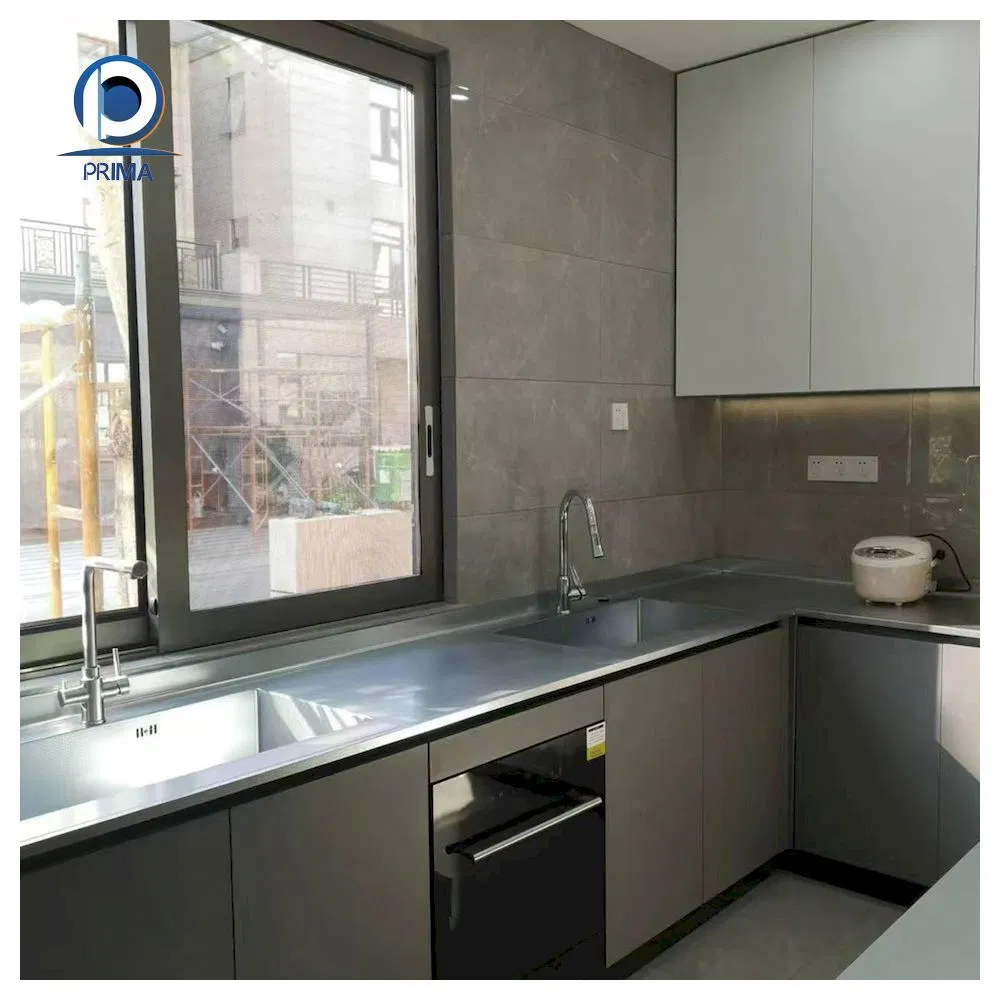 Gabinete de cocina de acero inoxidable personalizado para proyectos de hoteles, apartamentos y residenciales
