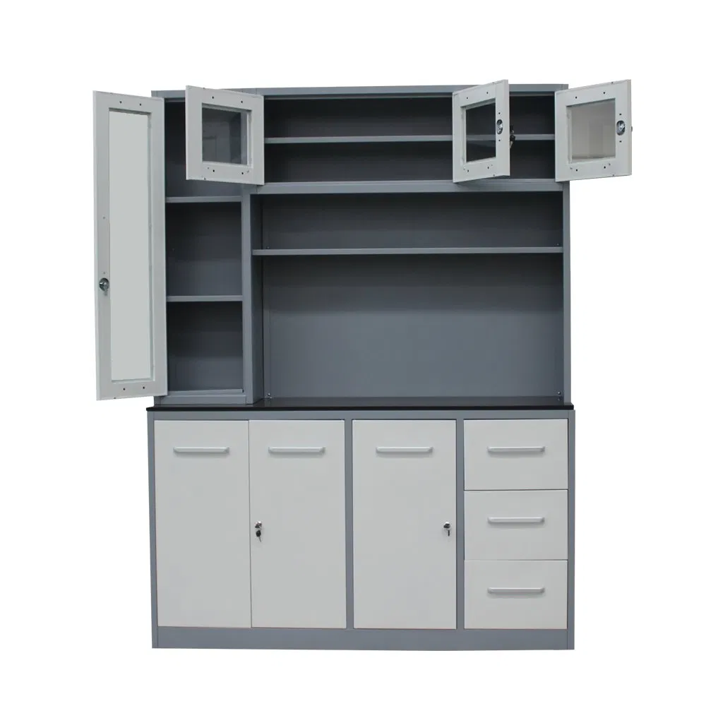 Gabinete de Almacenamiento de Acero Frío Orpheus Grey con Puertas de Acero Inoxidable Diseño Moderno Estructura Modular Característica de Fácil Limpieza