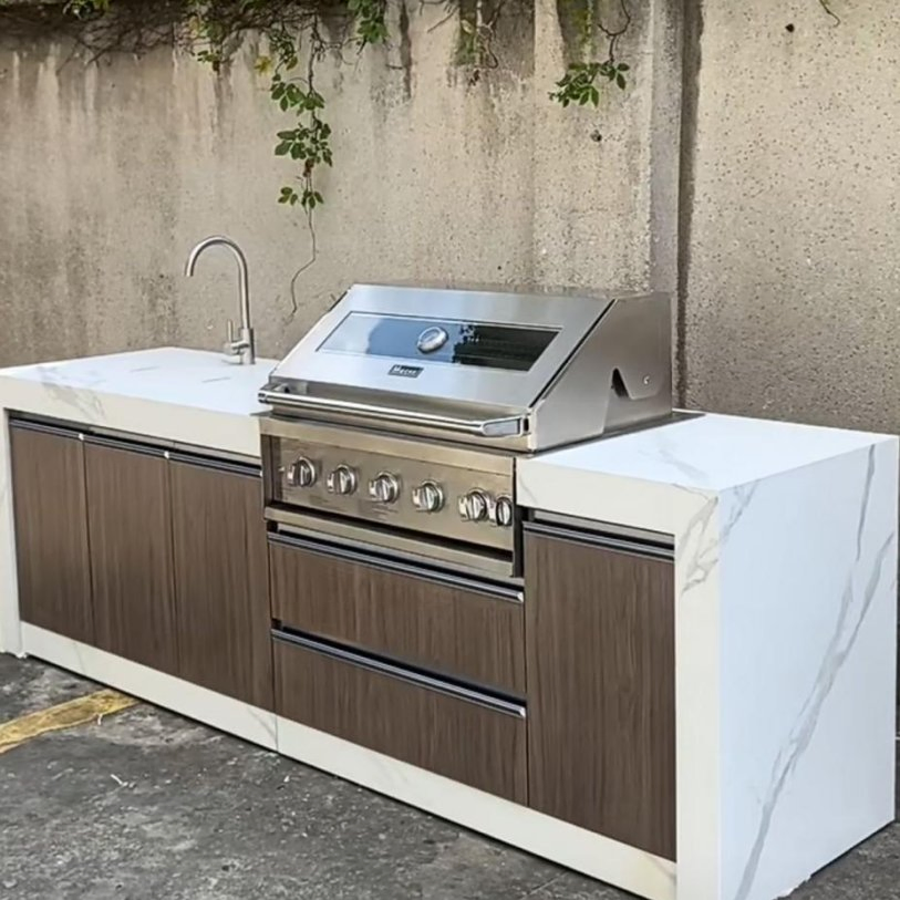 Gabinete Modular de Cocina de Jardín BBQ Cbmmart 304 Armario de Cocina de Acero Inoxidable para Exterior