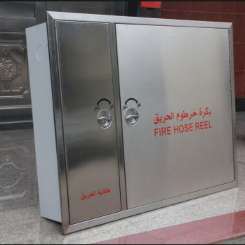 Gabinete de equipo de carrete de manguera de incendio de acero inoxidable montado en la pared con ventana