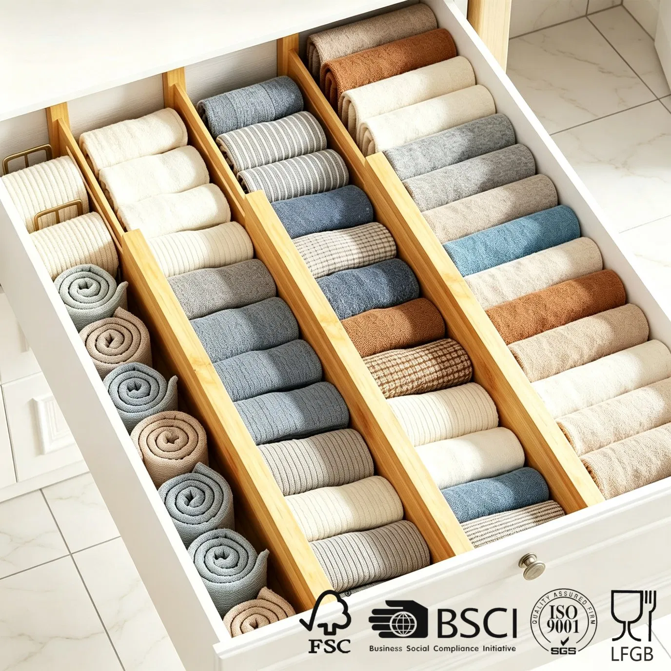Eco-Friendly Adjustable Bamboo Dividers for Home Storage Solutions