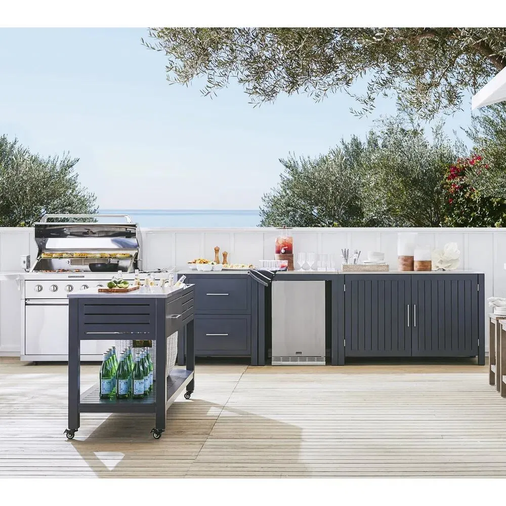 Gabinetes de cocina de acero inoxidable coloridos para exteriores con fregadero doble y sencillo hechos a medida
