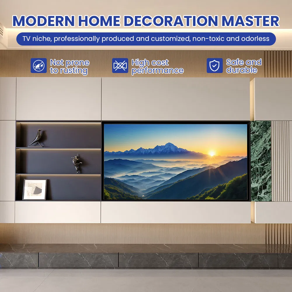 Gabinete de TV moderno de acero inoxidable con amplio espacio de almacenamiento para sala de estar y dormitorio, gabinete de TV montado en la pared