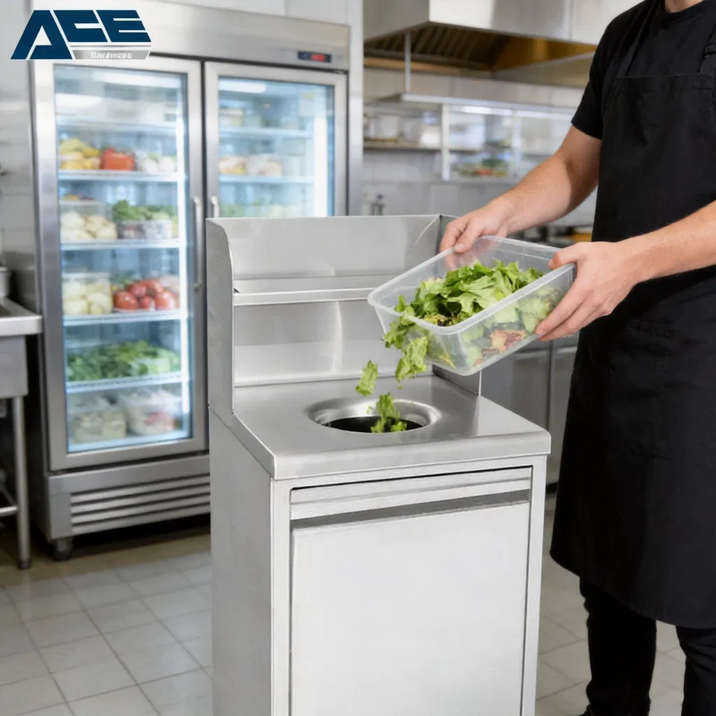 Cabinet de basura de acero inoxidable duradero para uso en cocina comercial