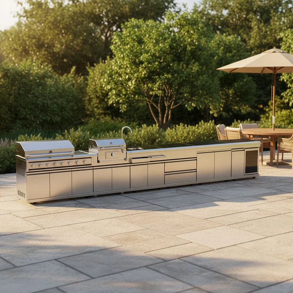 Gabinete Modular de Cocina Exterior con Parrilla de Acero Inoxidable