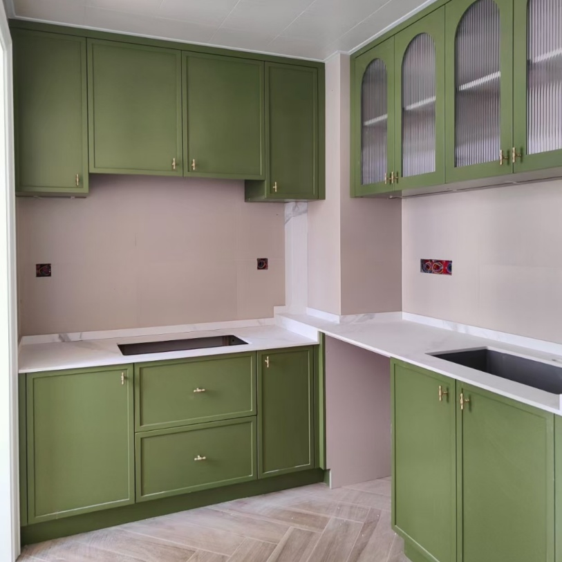 Muebles de cocina personalizados Cbmmart, diseño de armarios de cocina de lujo de metal, armarios modulares de acero inoxidable para cocina exterior