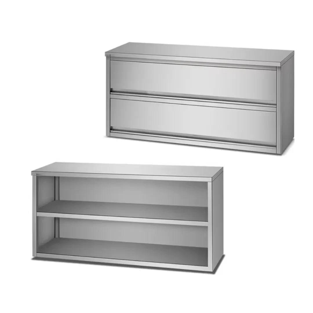 Armario de cocina de acero inoxidable con puerta deslizante hacia arriba, armario de pared, almacenamiento, armario colgante