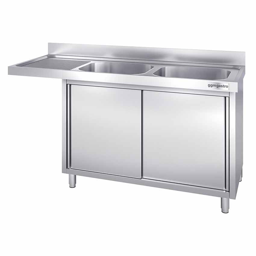 Gabinete de cocina de restaurante con fregadero de acero inoxidable, gabinete de acero inoxidable hecho a medida con lavabo