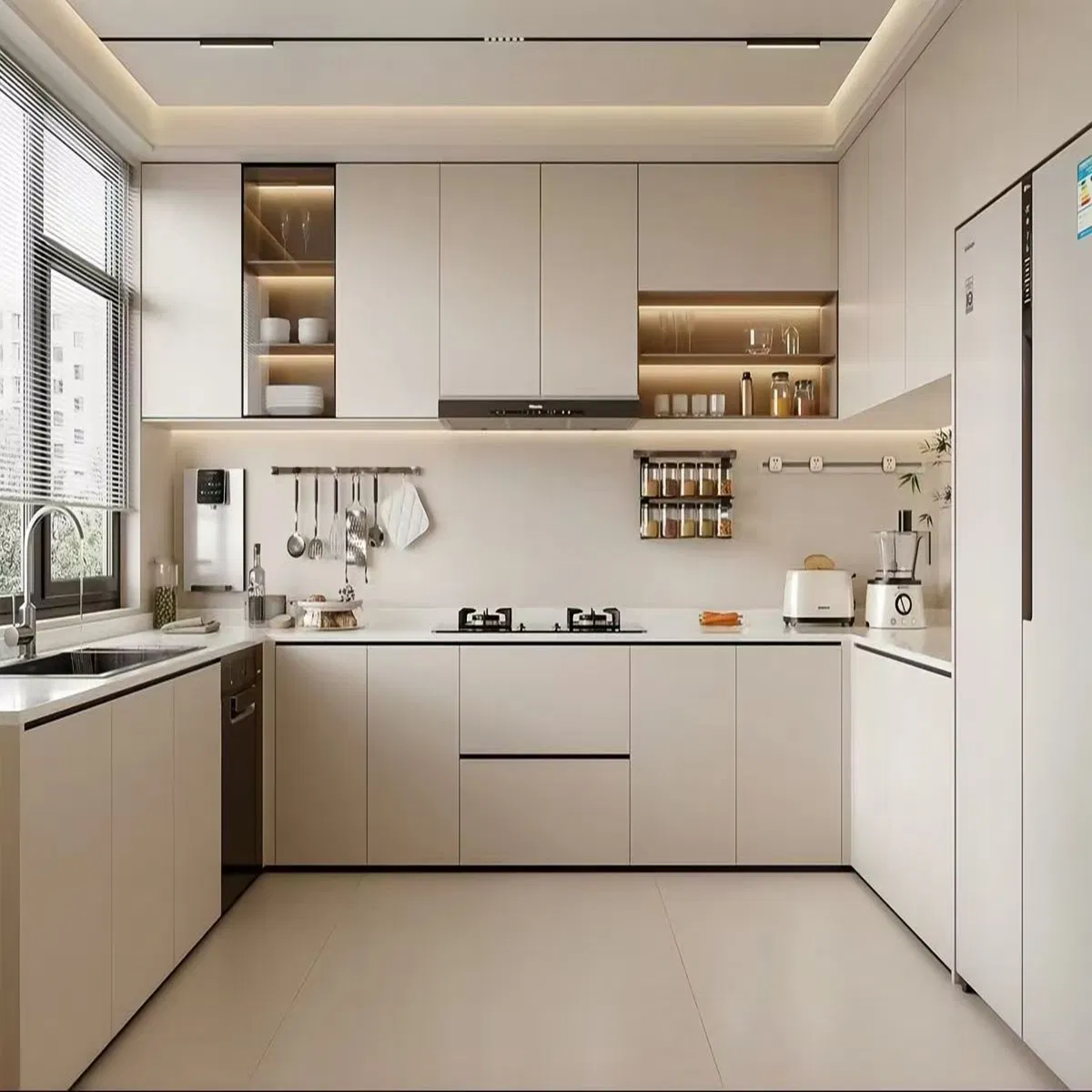 Gabinete de pared modular de cocina de madera moderna, nuevo diseño, carcasa de madera, fregadero, hardware de acero inoxidable incluido