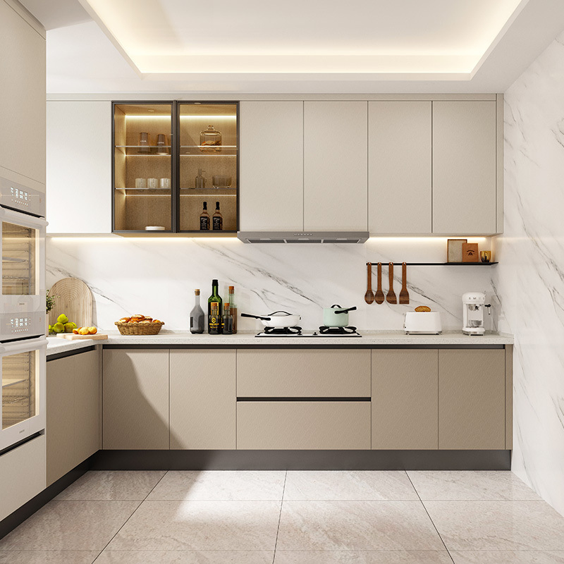 Diseño moderno de estilo europeo, cocina exterior de acero inoxidable, gabinete de cocina de PVC