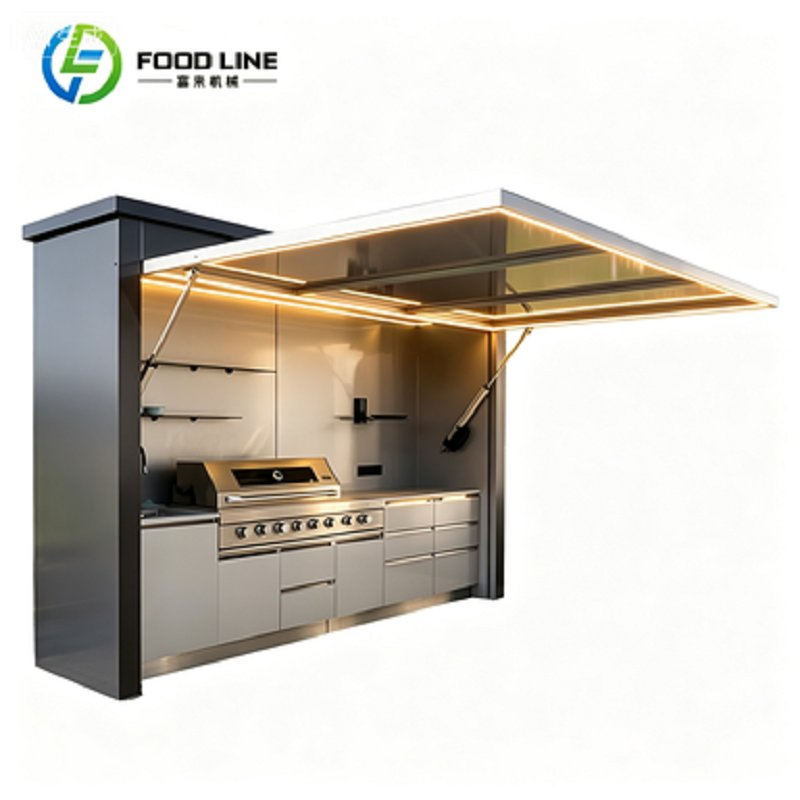 Gabinete de cocina exterior de acero inoxidable con parrilla para patio y jardín