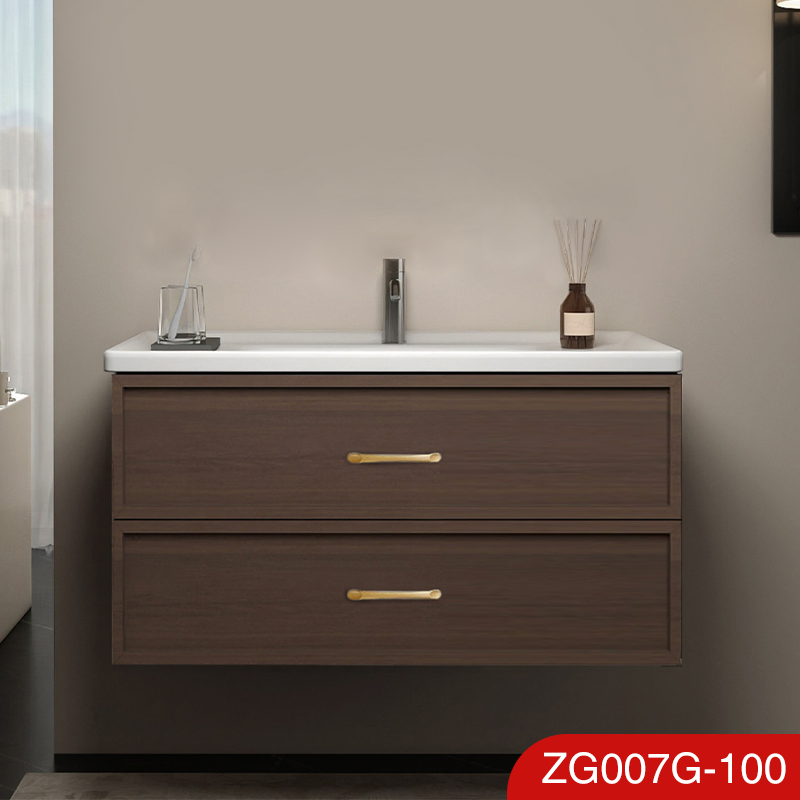 1000mm Mueble de baño moderno minimalista montado en la pared, lavabo impermeable de acero inoxidable Zg007g-100