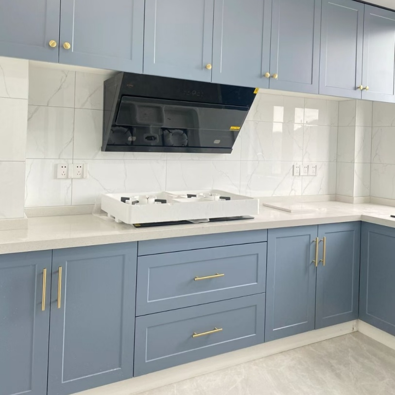 Muebles de cocina personalizados Cbmmart, diseño de armarios de cocina de lujo de metal, armarios modulares de acero inoxidable para cocina exterior