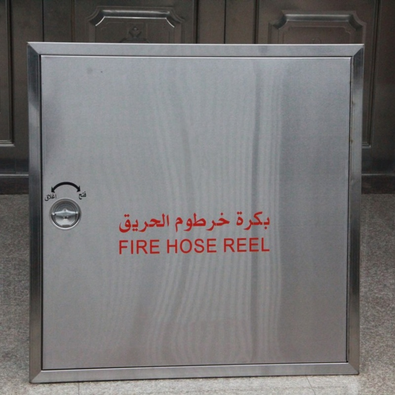 Gabinete de equipo de carrete de manguera de incendio de acero inoxidable montado en la pared con ventana