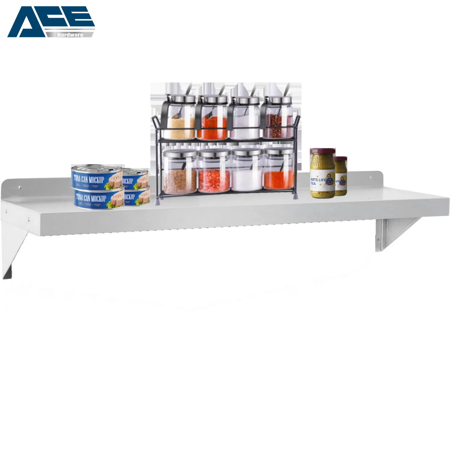 Estante de pared de acero inoxidable minimalista - Solución de almacenamiento multifuncional