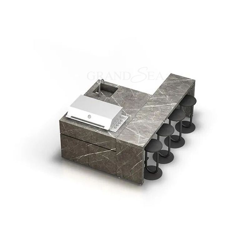 Gabinete de cocina modular de alta gama de acero inoxidable para exteriores, isla de cocina exterior