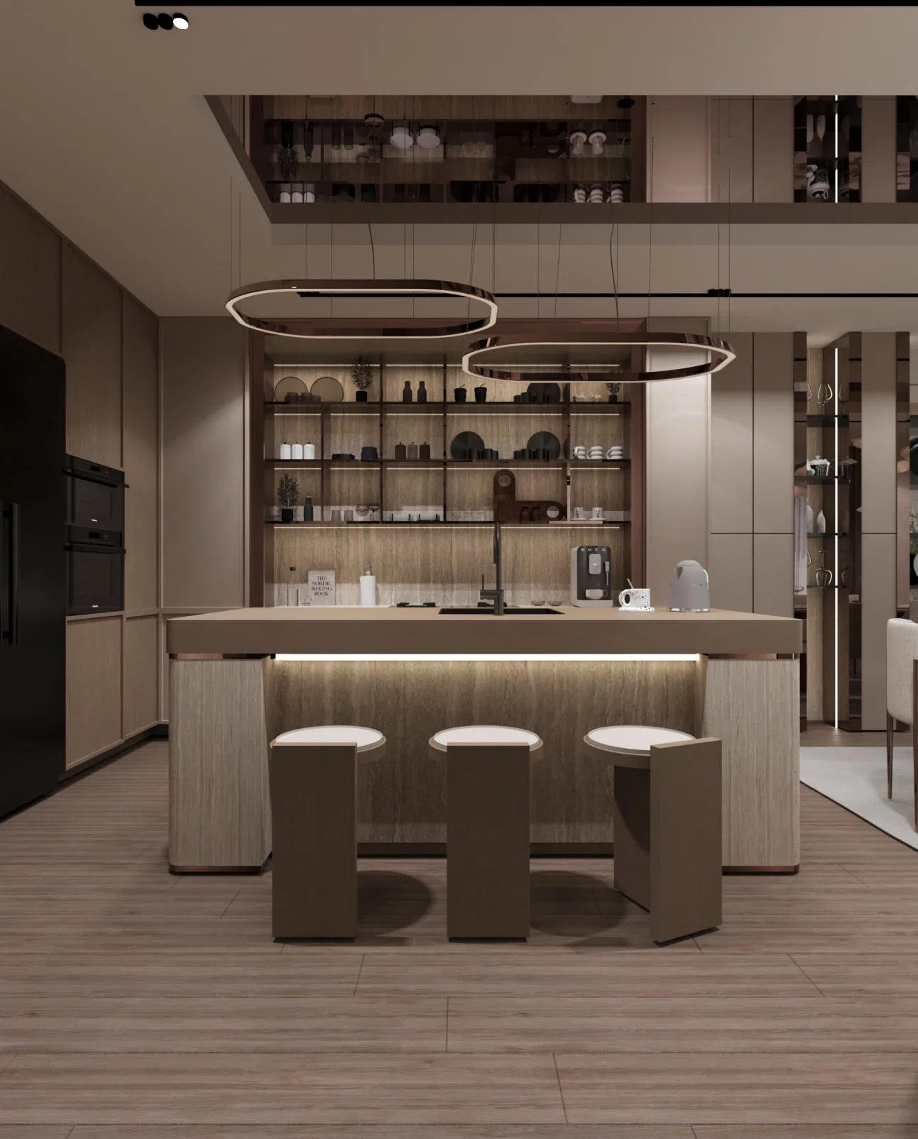 Conjunto de Gabinetes de Cocina de Madera de Lujo para Diseños de Hogar Contemporáneos