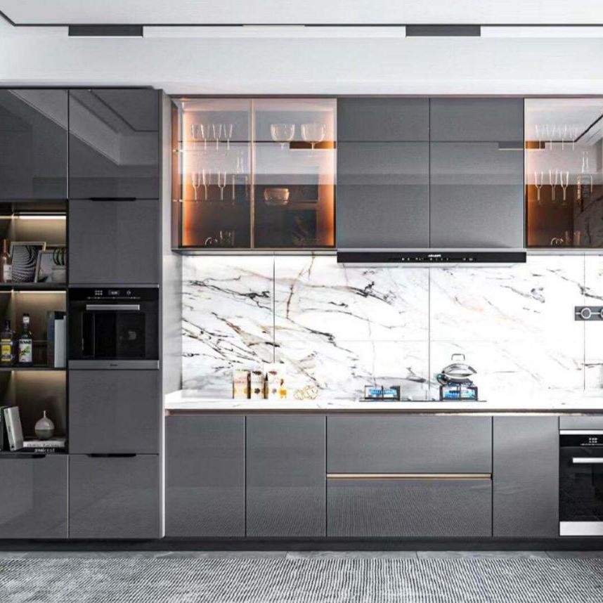 Gabinetes de cocina de acero inoxidable modular moderno para uso en proyectos de isla y despensa en villas