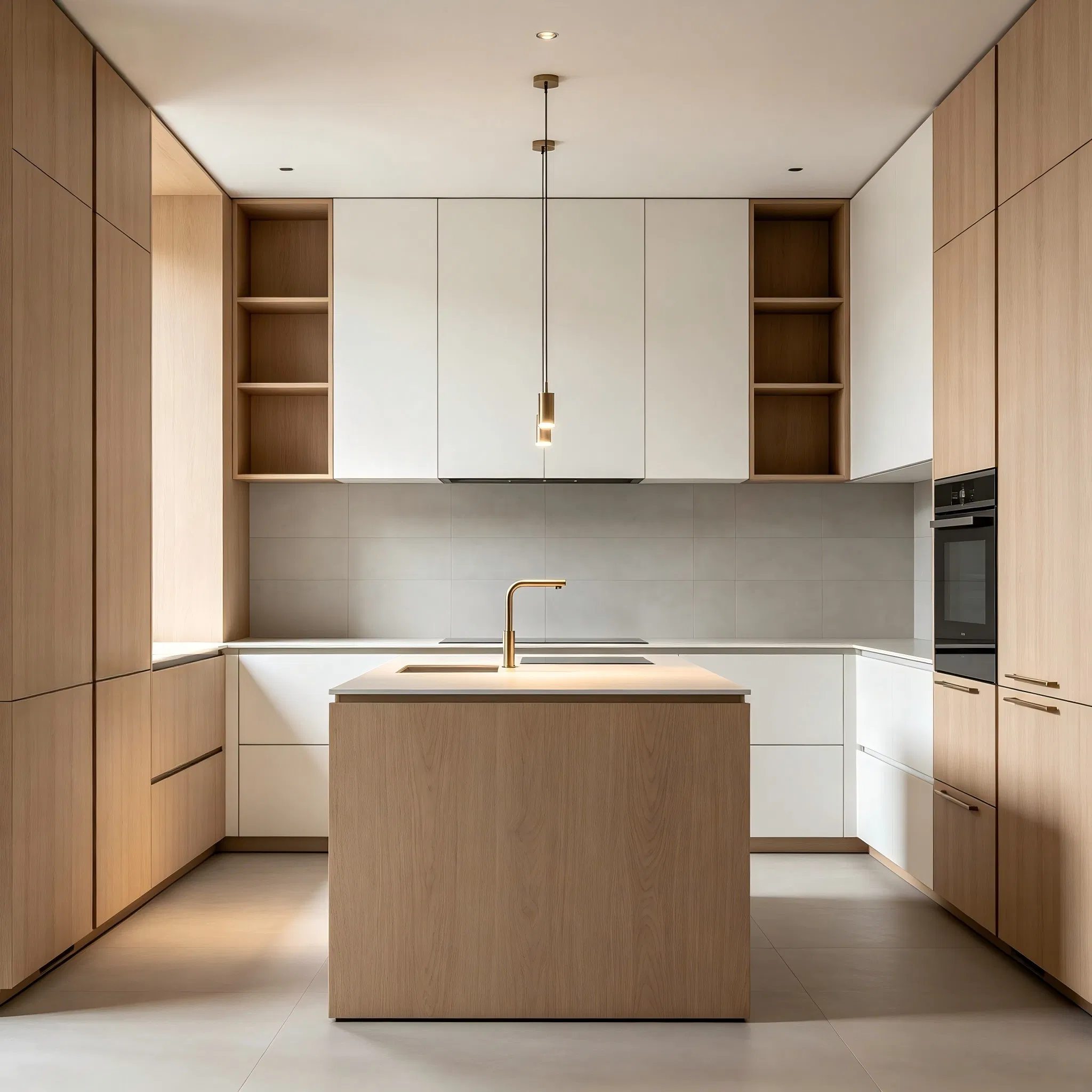 Mueble de cocina de acero inoxidable OEM Pet Anbangni con fina artesanía y chapa de madera