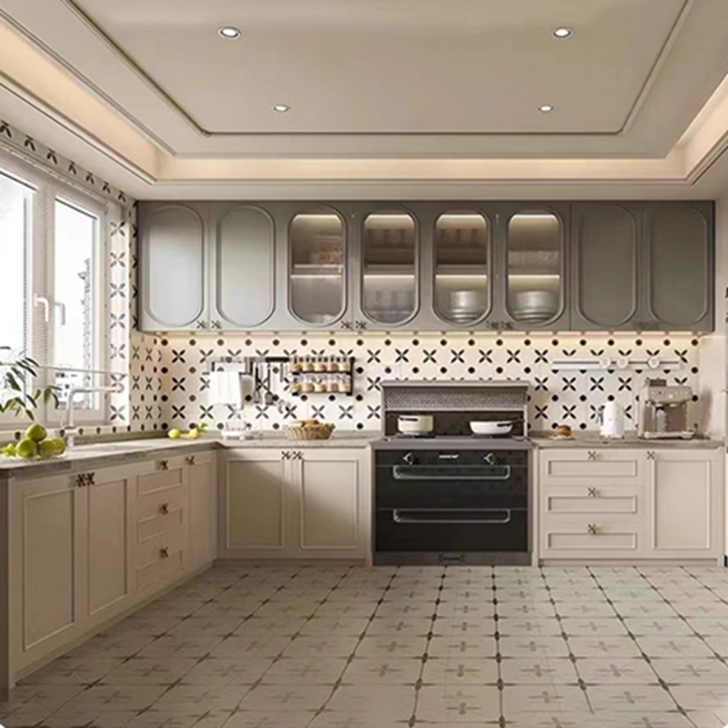 Gabinetes de despensa de cocina comerciales modernos de acero inoxidable personalizados al por mayor, varios diseños para hospitales, base de fregadero de MDF