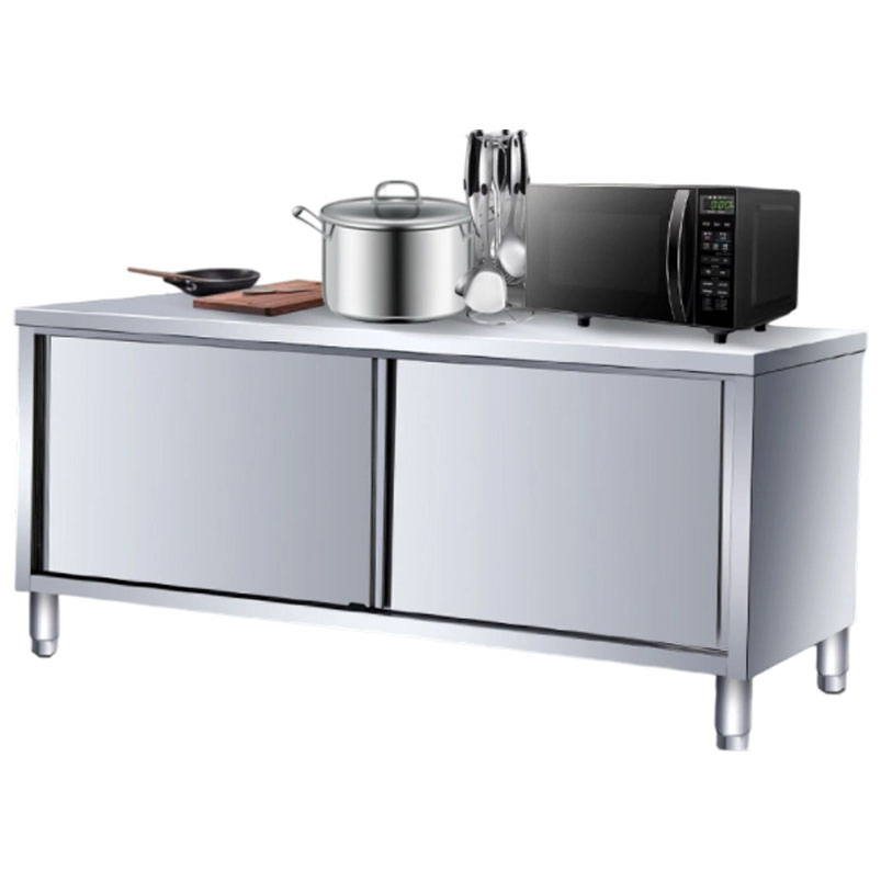 Gabinete de Almacenamiento de Cocina Moderna de Acero Inoxidable Personalizable con Mesa de Pantry de Metal
