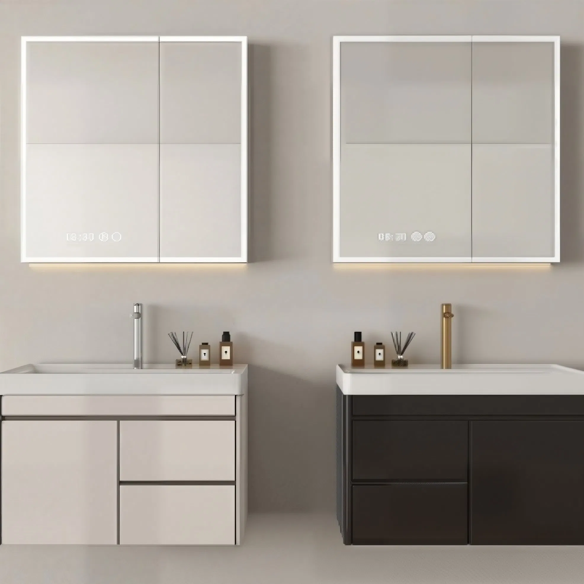 Gabinete de baño montado en la pared de aluminio moderno con accesorios de tubería de acero inoxidable y certificación CE (revestimiento de spray anticorrosión)
