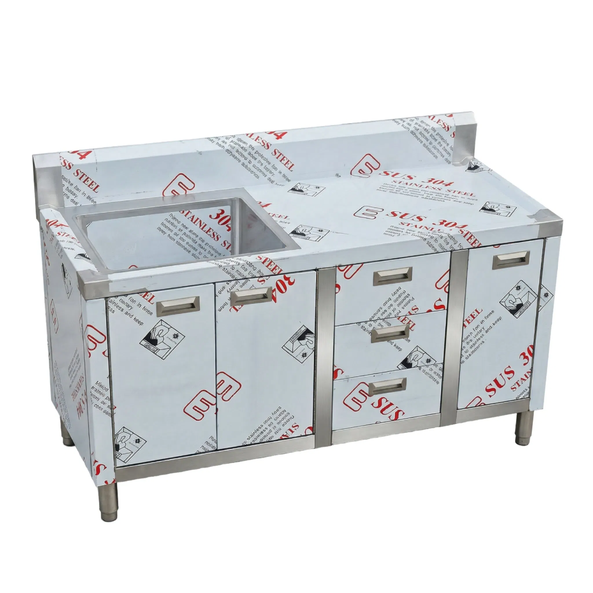 Nuevo diseño de gabinete de lavabo de acero inoxidable combinado con cajón