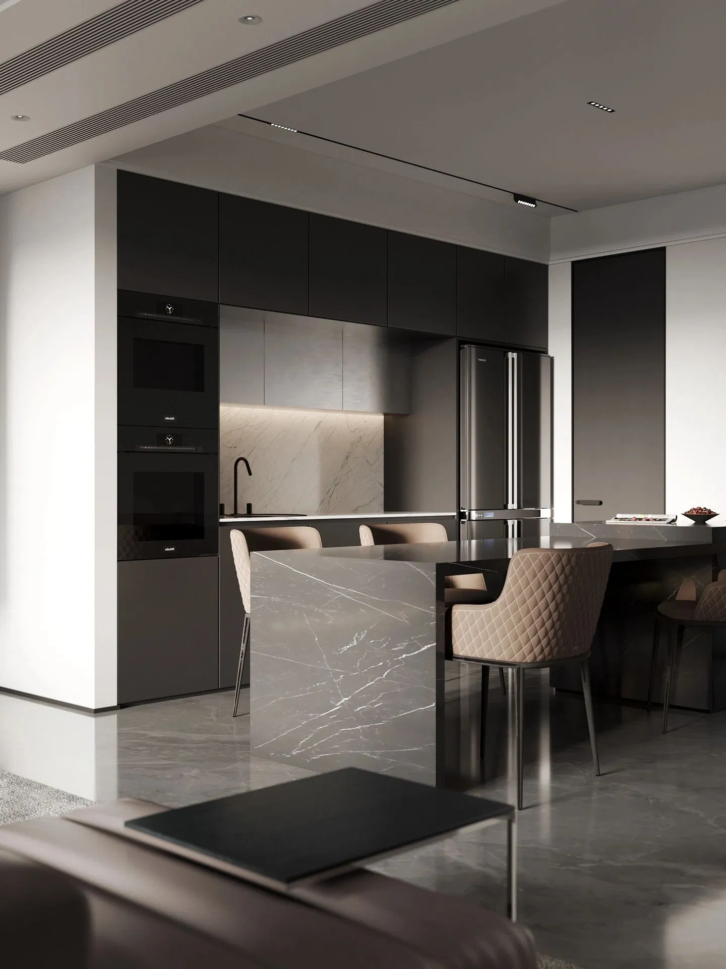 Gabinetes de cocina de madera maciza de color claro y elegante para hogares modernos