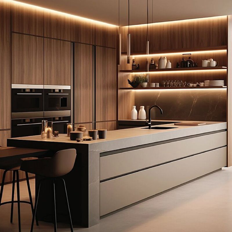 Soluciones contemporáneas de armarios de cocina para espacios de vida elegantes