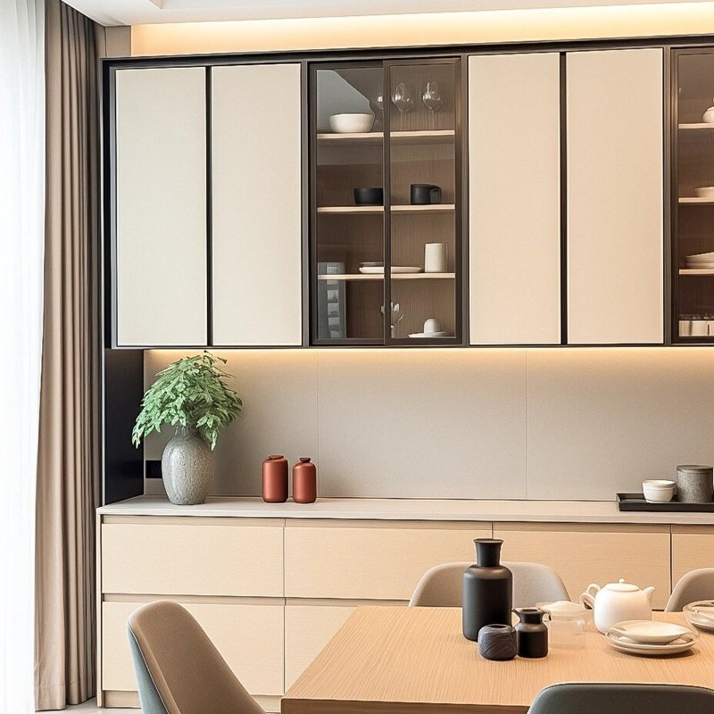 Armario de laca moderno hecho a medida de Foshan, muebles para el hogar, conjunto de armarios de cocina de metal, aluminio y acero inoxidable con puerta