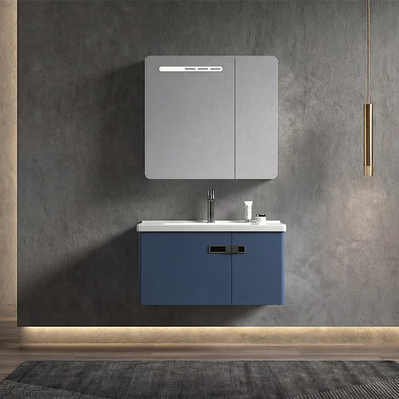 Espejo de baño minimalista de acero inoxidable sin formaldehído con armario
