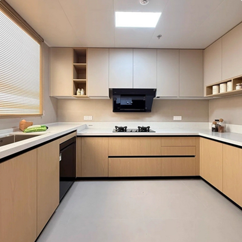 Gabinetes de despensa de cocina comerciales modernos de acero inoxidable personalizados al por mayor, varios diseños para hospitales, base de fregadero de MDF