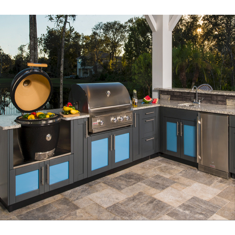 Venta Caliente Fuera Durable Impermeable Jardín BBQ Metal Acero Inoxidable Muebles de Cocina Exterior