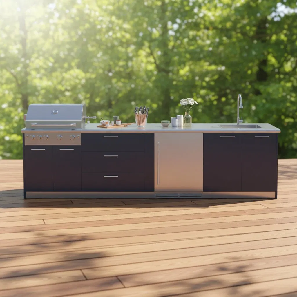 Conjunto de Cocina Exterior Modular de Acero Inoxidable Premium, Gabinete de BBQ a Prueba de Óxido, Resistente a las Inclemencias del Tiempo y Duradero para Uso Diario en el Jardín