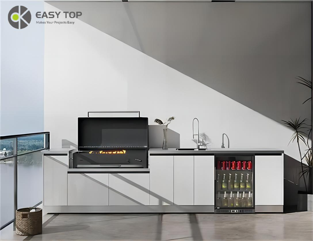 Conjunto de Cocina Exterior Modular de Acero Inoxidable con Puerta de Acero, Isla de BBQ, Mueble de Cocina