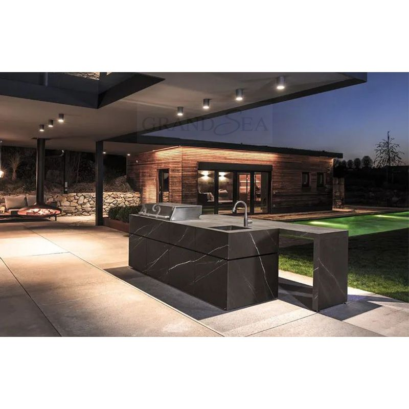 Gabinete de cocina modular de alta gama de acero inoxidable para exteriores, isla de cocina exterior