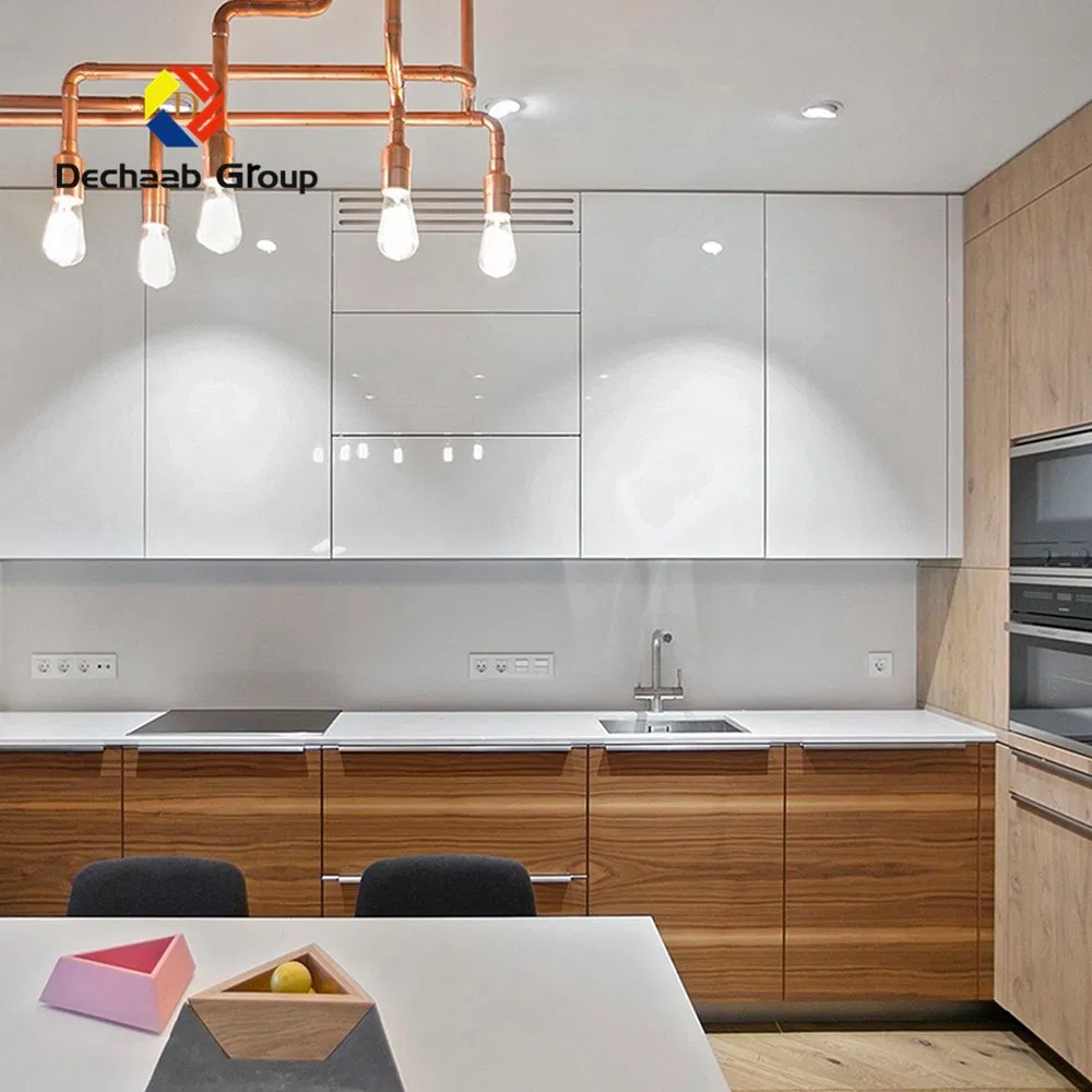 Gabinetes de cocina exteriores de acero inoxidable blanco moderno