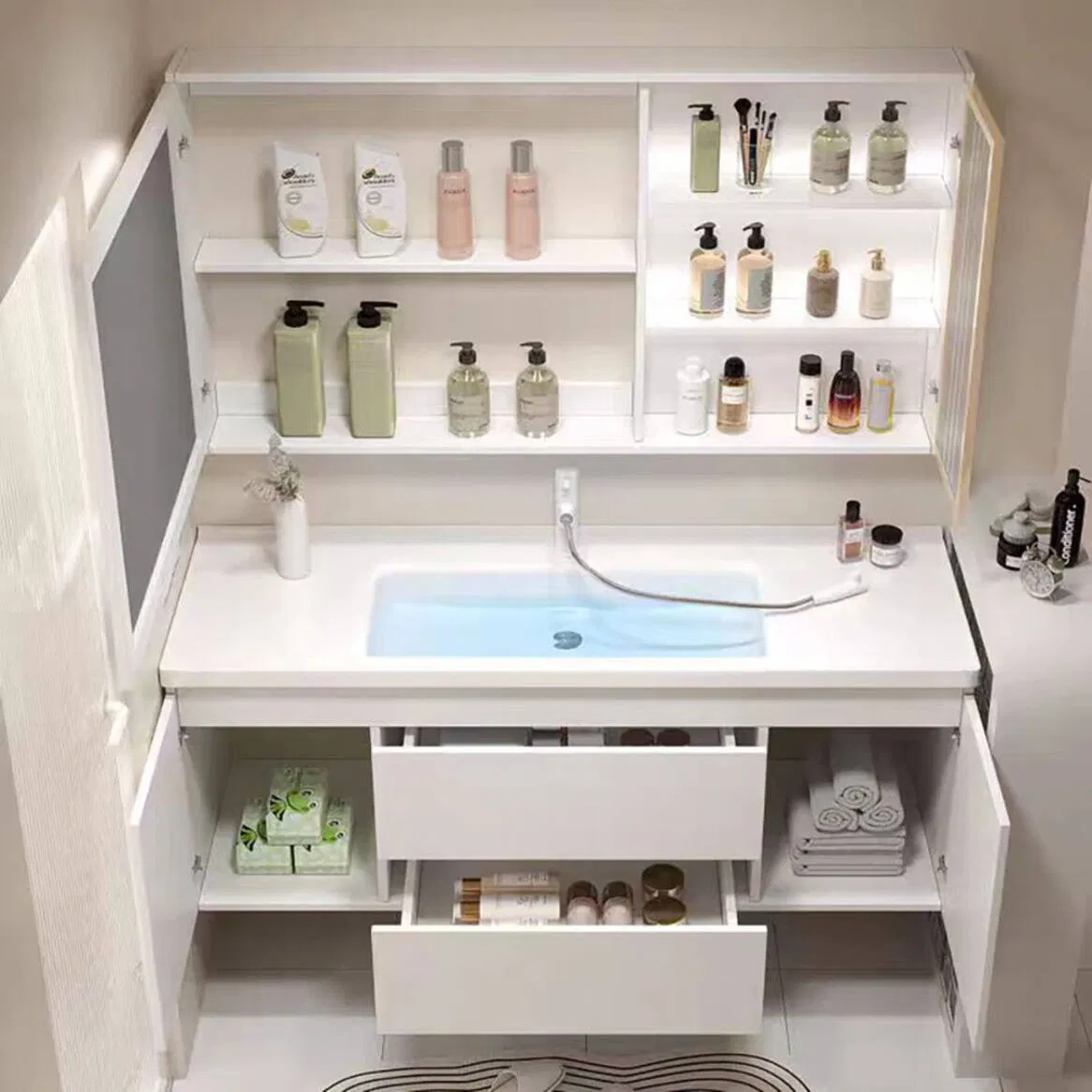Mueble de baño estilo hotel, gabinete de esquina de aluminio barato