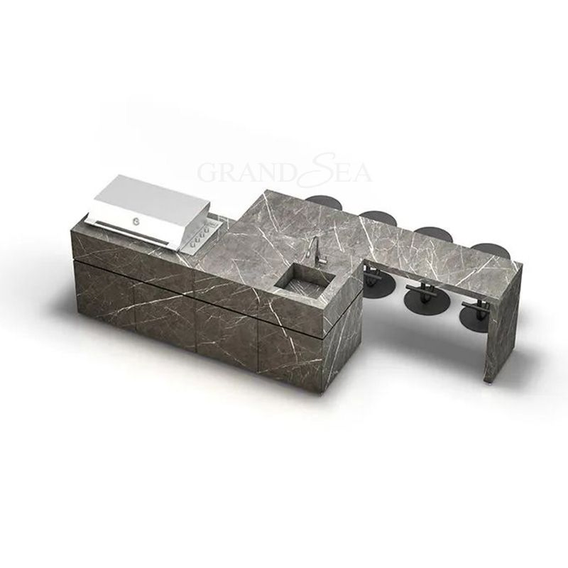 Gabinete de cocina modular de alta gama de acero inoxidable para exteriores, isla de cocina exterior
