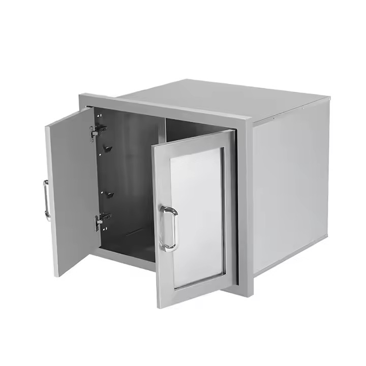 Gabinetes de despensa de acero inoxidable con dos puertas para cocina exterior
