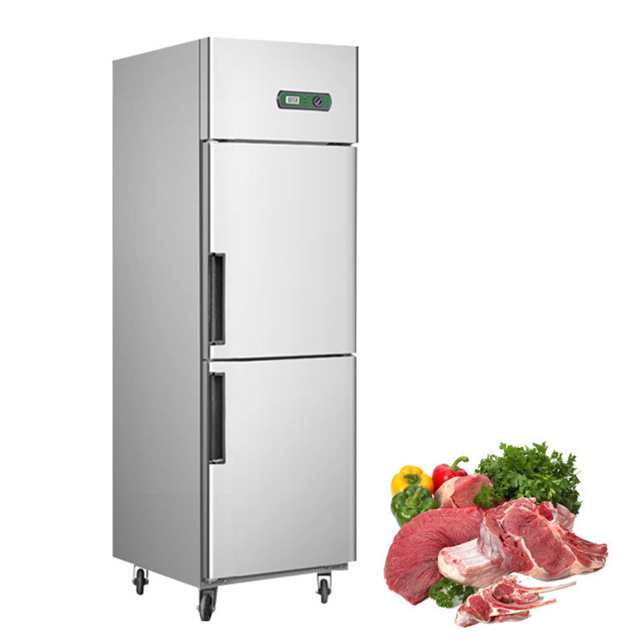 Vitrina refrigerada de acero inoxidable para cocina comercial, armario vertical de acero inoxidable