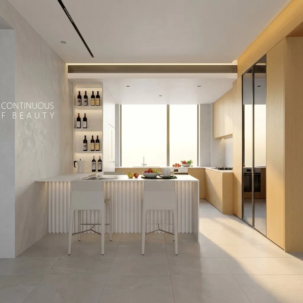 Gabinetes de cocina modulares modernos de madera maciza con paneles, tablero de melamina, salpicadero de granito, diseño impermeable, muebles de cocina personalizados