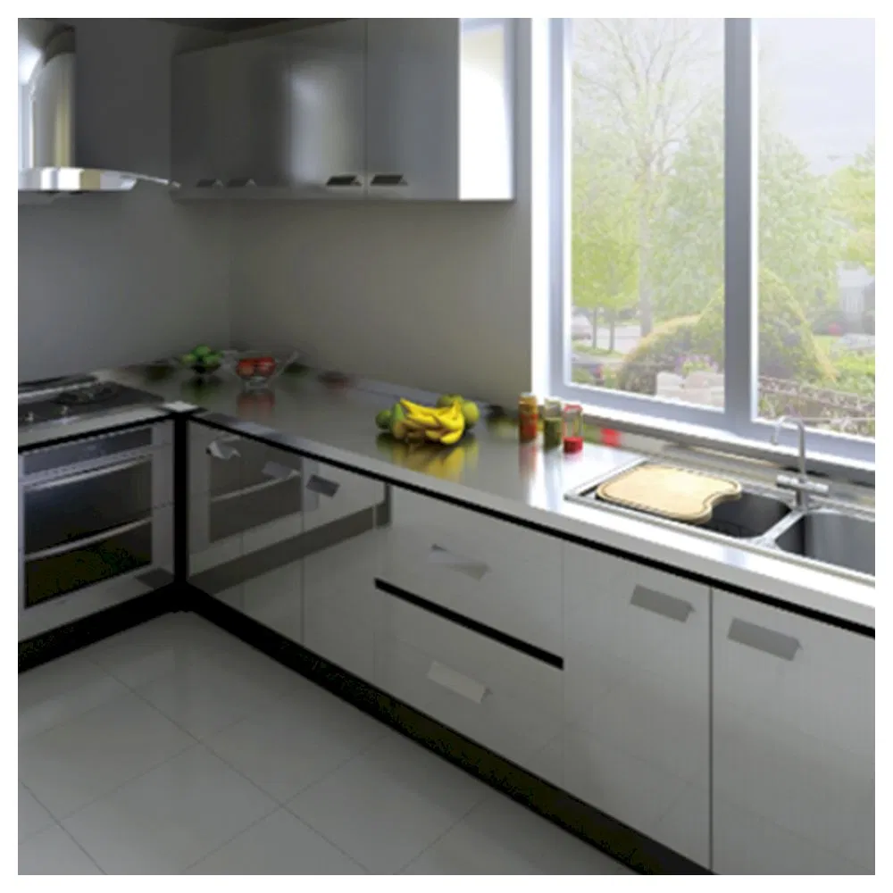 Gabinete de acero inoxidable hecho a medida para uso en cocina residencial