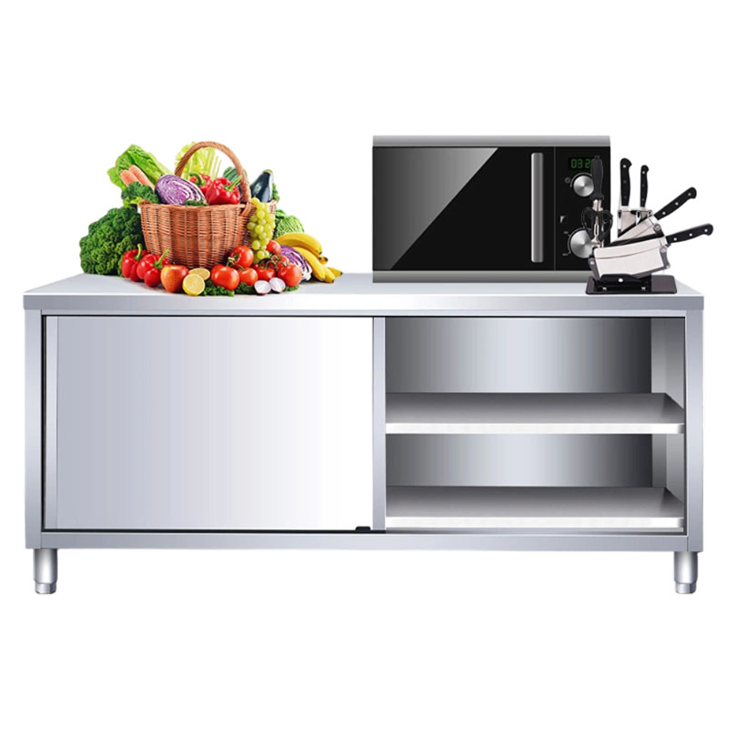 Gabinete de Almacenamiento de Cocina Moderna de Acero Inoxidable Personalizable con Mesa de Pantry de Metal