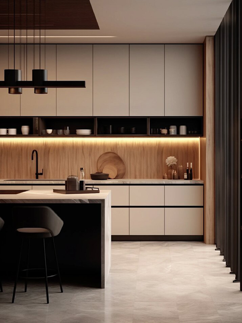 Soluciones contemporáneas de armarios de cocina para espacios de vida elegantes