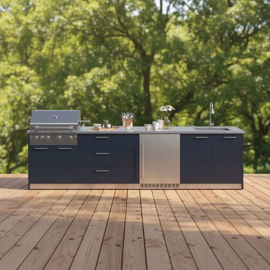 Conjunto de Cocina Exterior Modular de Acero Inoxidable Premium, Gabinete de BBQ a Prueba de Óxido, Resistente a las Inclemencias del Tiempo y Duradero para Uso Diario en el Jardín